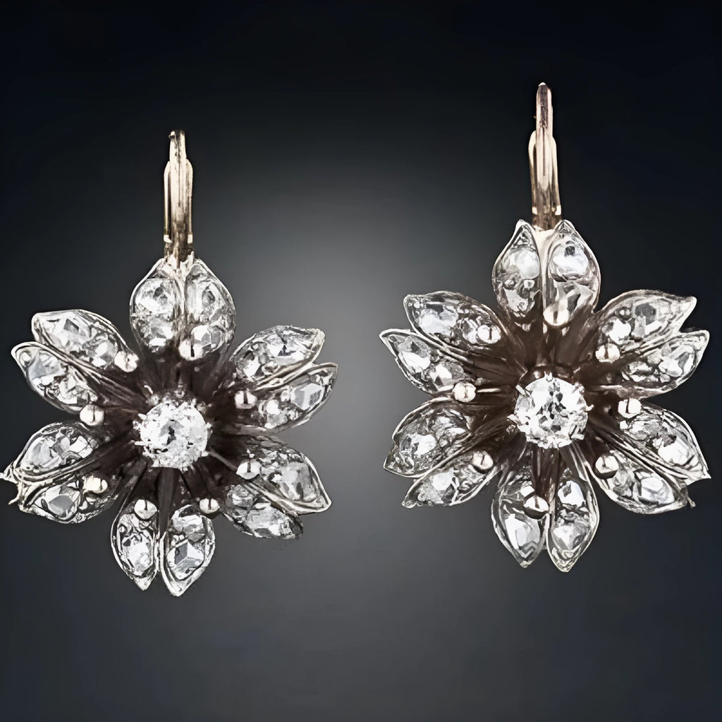 Silver electroplated alloy retro fashion earrings for women with OL style design