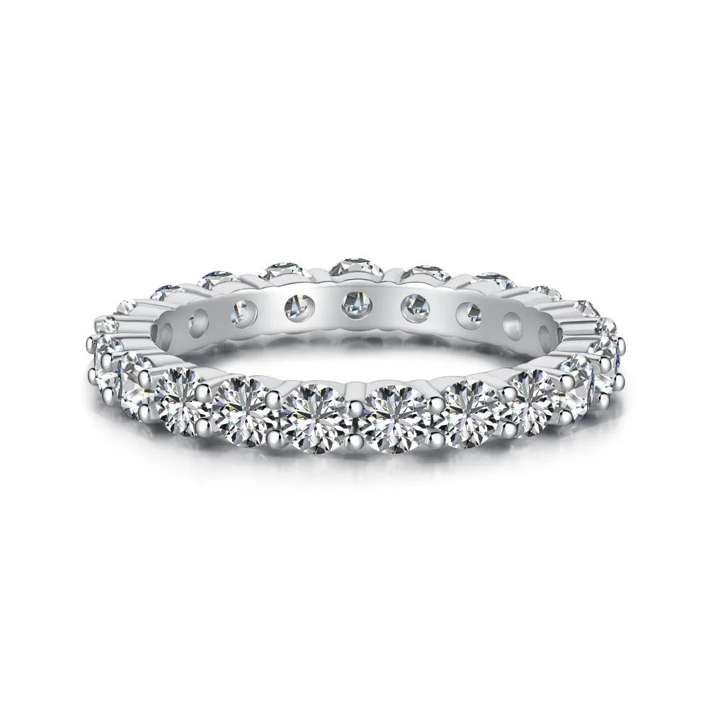 European American style S925 sterling silver geometric round ring for women