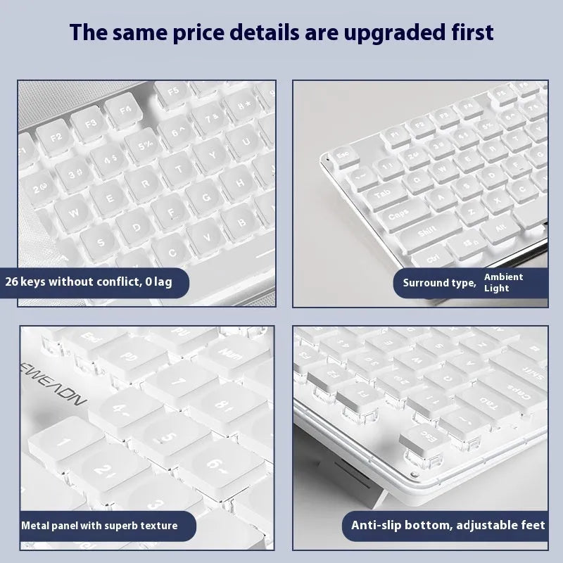 Button Mute Keyboard wired mechanical feeling keyboard with coloured backlight options