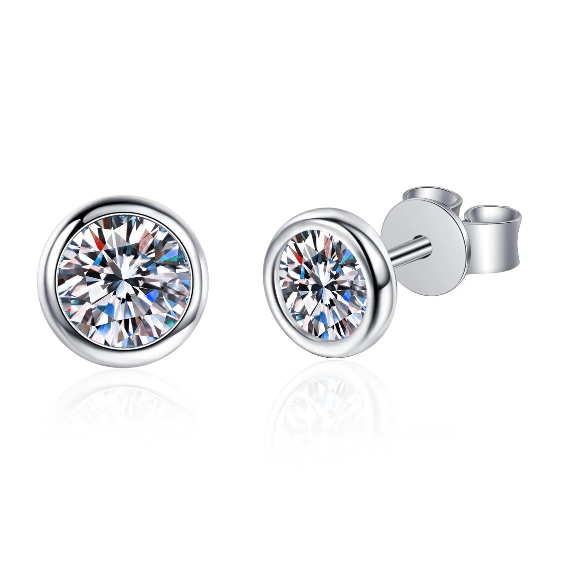 Geometric gold plated women's earrings with a moissanite stone on a 925 silver setting.