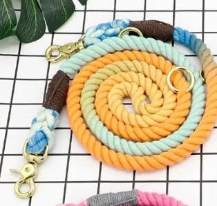 Multi-colour soft cotton dog leash length 150cm width 1.5cm for walking training small medium large dogs blue orange pink