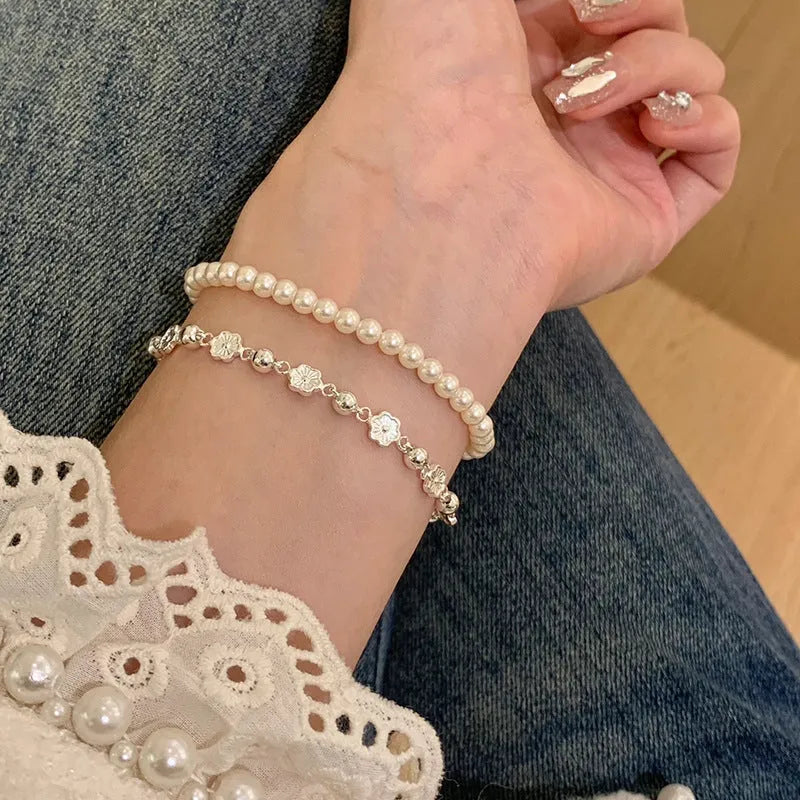 Women's alloy butterfly peach blossom bracelet with geometric rose motif and peach heart chain