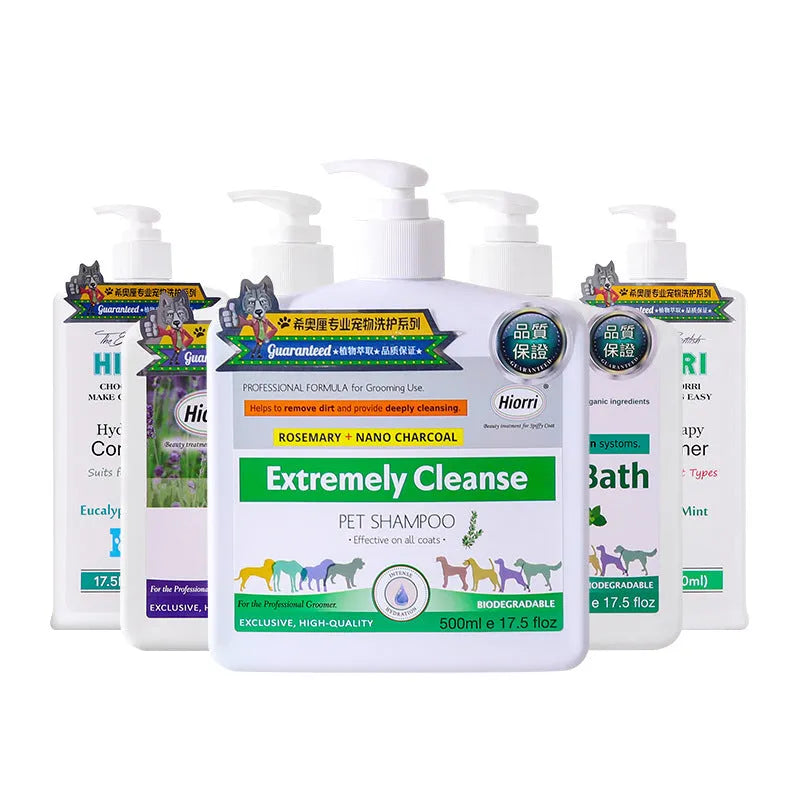 Pet shower gel deodorant set with 500ml bottles for dogs and cats