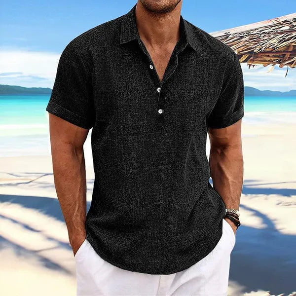 Man wearing a light grey, loose-fit cotton blend cardigan with lapels, suitable for casual daily wear.