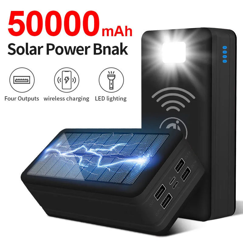 Solar wireless power bank showing multiple colour options and capacity selections