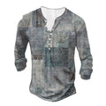 Women's open placket top with buttons, 3D digital printed ethnic pattern, loose fit polyester blouse, sizes S to 3XL