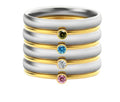 December birthstone titanium steel ring with engraved geometric design and gold tone finish.