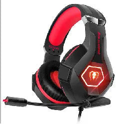 Thunder Wear Luminous gaming headset with microphone, RGB lights, and braided cable in black with coloured trim.