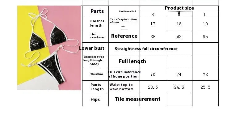Black women's bikini swimsuit with triangle cup top and briefs on white background