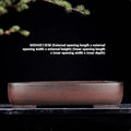 Handmade antique rectangular purple clay flower pot for tabletop or floor use.