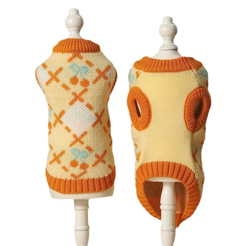 Orange cherry colour cat sweater diamond cherry knit autumn winter clothing