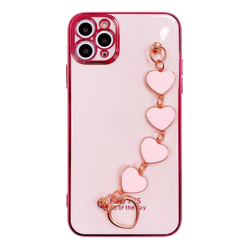 Silicone mobile phone case with built-in bracelet for Samsung Galaxy and iPhone XR in solid colours