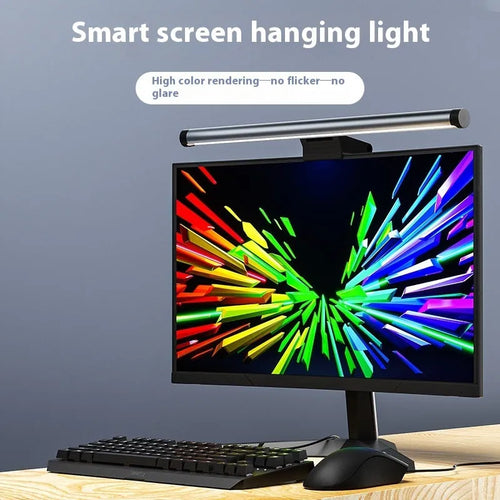 Asymmetric anti blue light screen hanging light on computer monitor with 2.4G wireless control