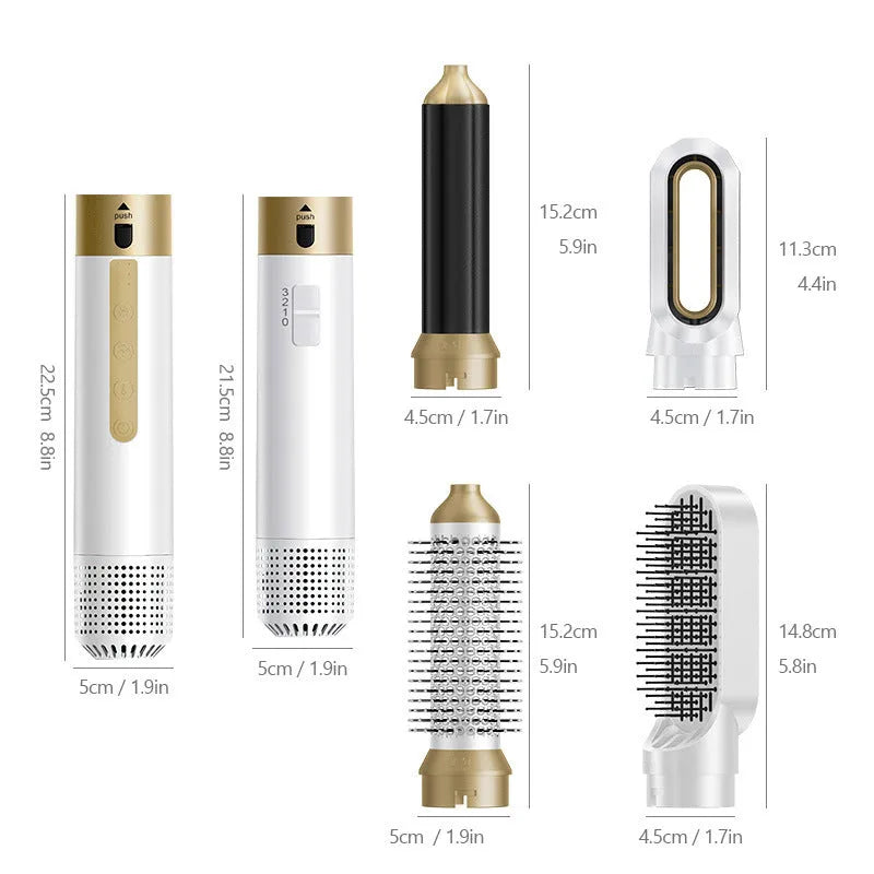 6 in 1 multifunctional hot air styling comb with leather case for curling and straightening hair