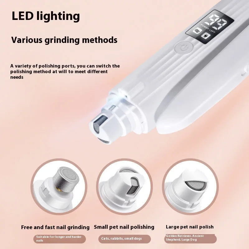HZ8 White model rechargeable dog nail clipper made from white ABS plastic.