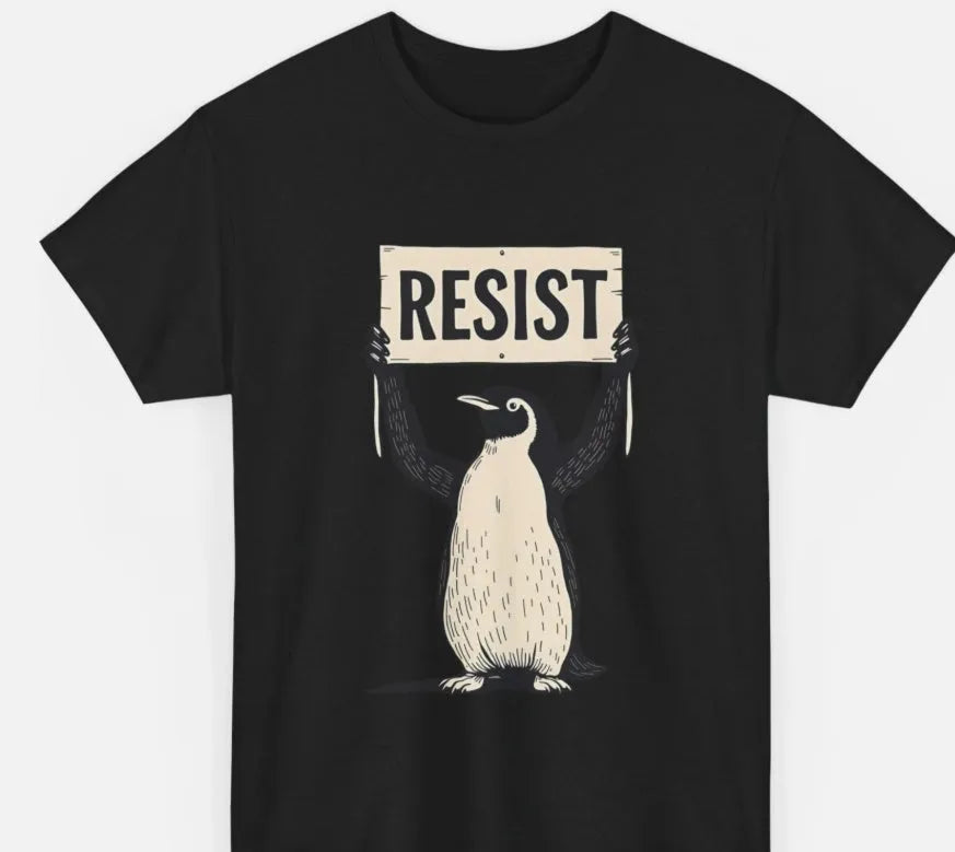 Straight cut short sleeve cotton t-shirt on a hanger, showing round neckline, in black, green, or white.