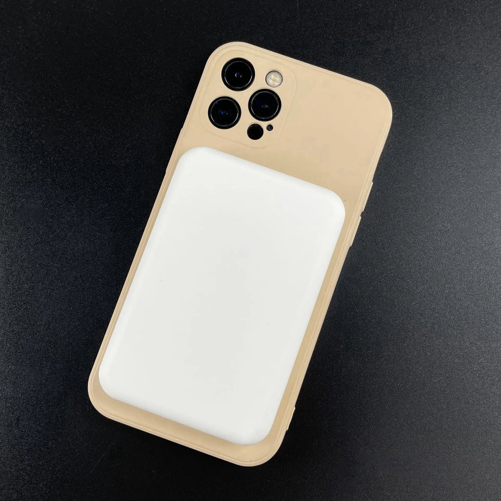 Compact magnetic wireless power bank with 5000mAh capacity in white PVC housing