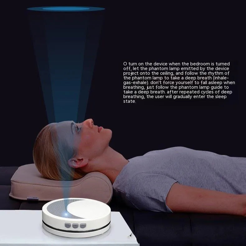White plastic sleep aid device with USB port for anxiety and insomnia relief
