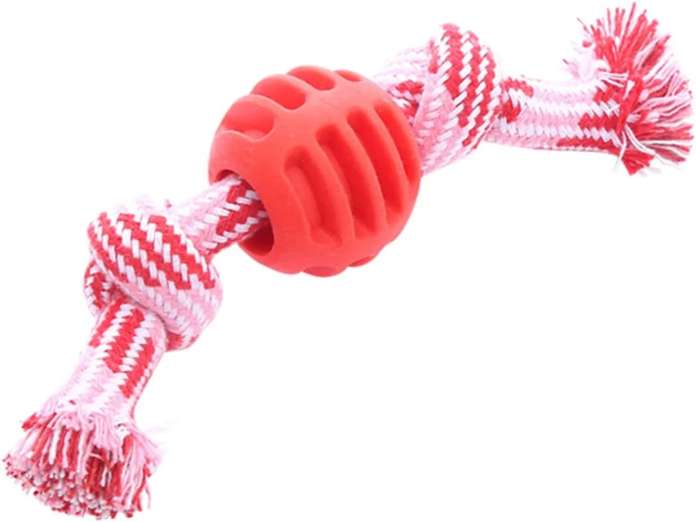 Set of blue and green rope and soft molar chew toys for dogs on a white background.
