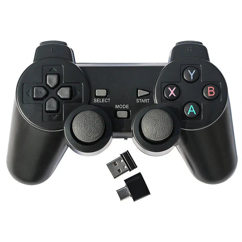 Classic Black 2.4G wireless gamepad with USB receiver for Android TV, PC, and PS3