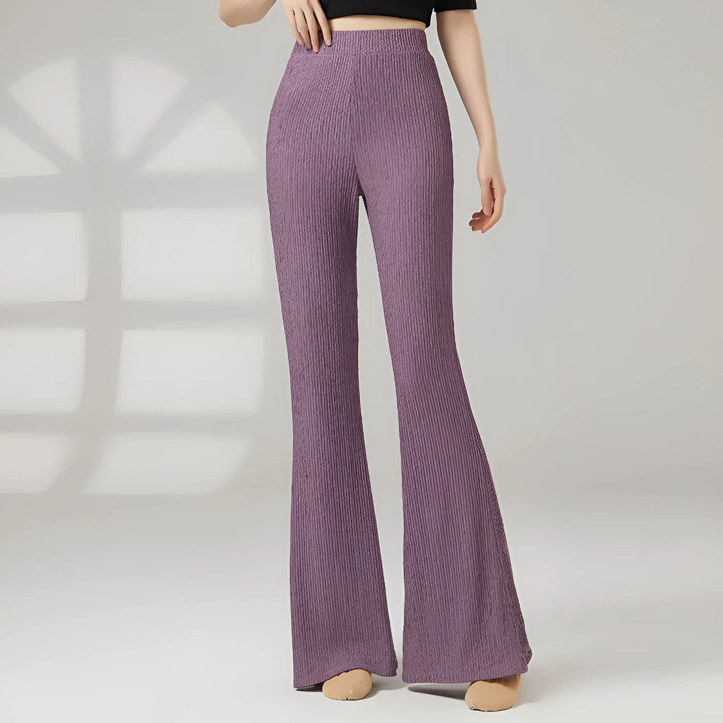 Women's solid colour dance practice trousers for classical ballet training in polyester fabric