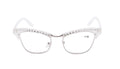 Ladies metal full-frame cat eye reading glasses in black, white, or leopard print, degrees 100 to 350