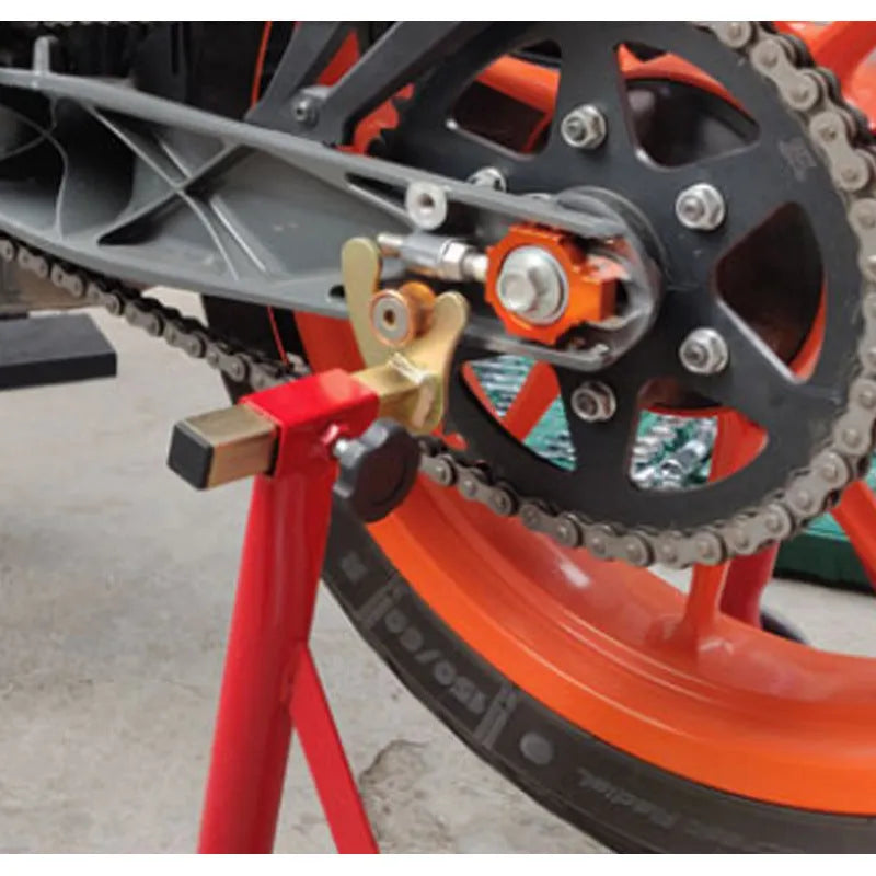 Orange anodised aluminium adjuster screws for KTM DUKE motorcycle rear forks