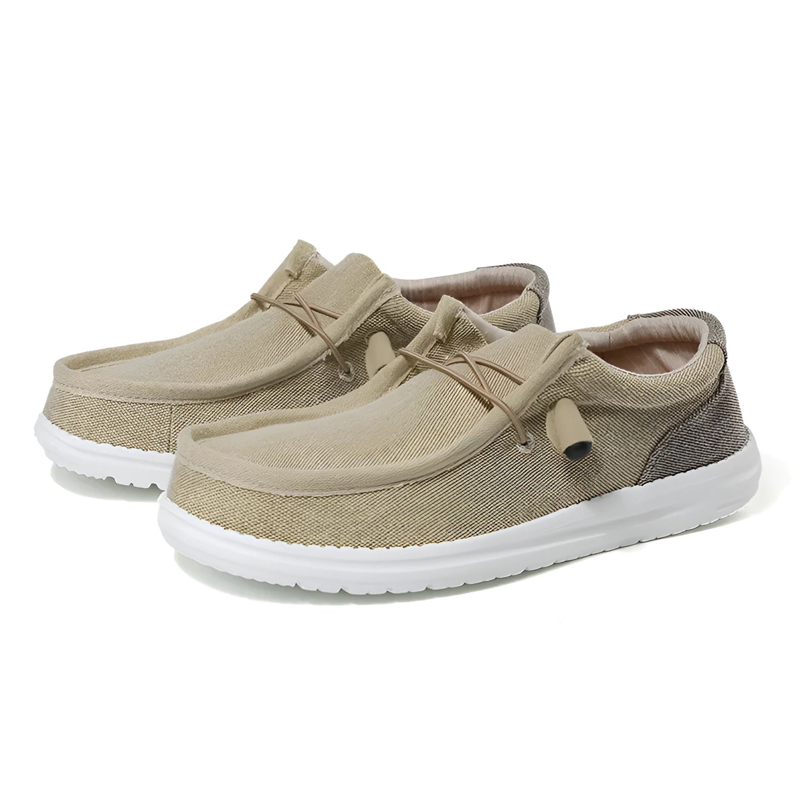 Men's casual canvas shoe in green with mosaic detail and rubber sole, shown from the side.