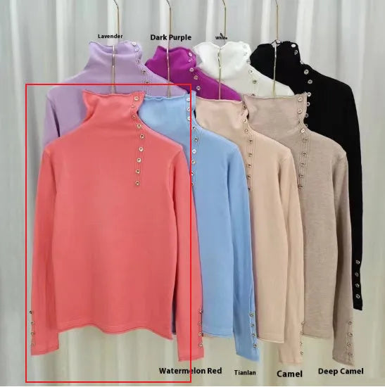 Slim fit core-spun yarn knitted bottoming shirt in light camel colour showing 3D pattern detail.