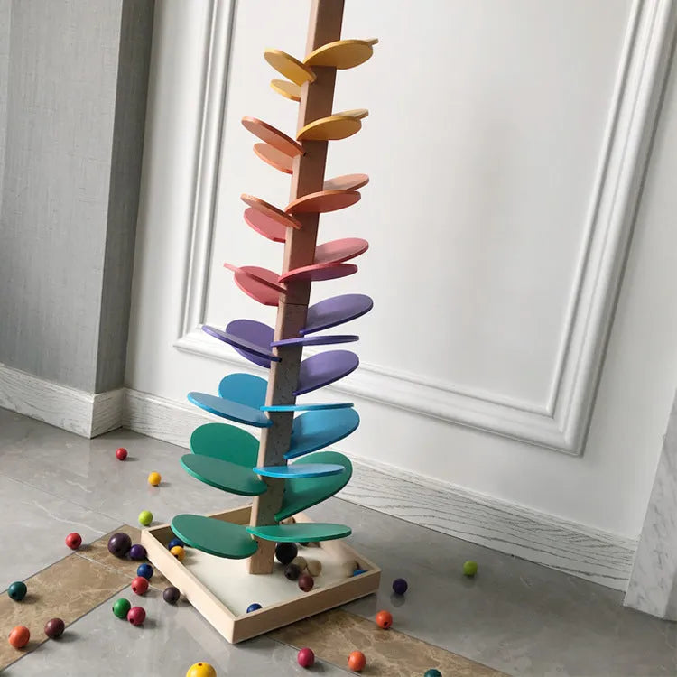 Wooden rainbow music tree educational toy with 10 beads, 22.5 x 71cm, colour box or kraft box option