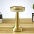 Wireless rechargeable touch sensor mushroom table lamp in gold with acrylic shade
