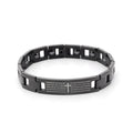 Men's titanium steel curved geometric bracelet with electroplated quadrilateral pattern in steel colour