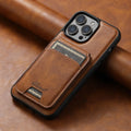 Magnetic MagSafe silicone iPhone case with built-in card holder in black oil wax finish