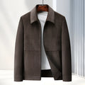 Men's lapel casual jacket in slim fit available in black, caramel, dark blue and brown colours