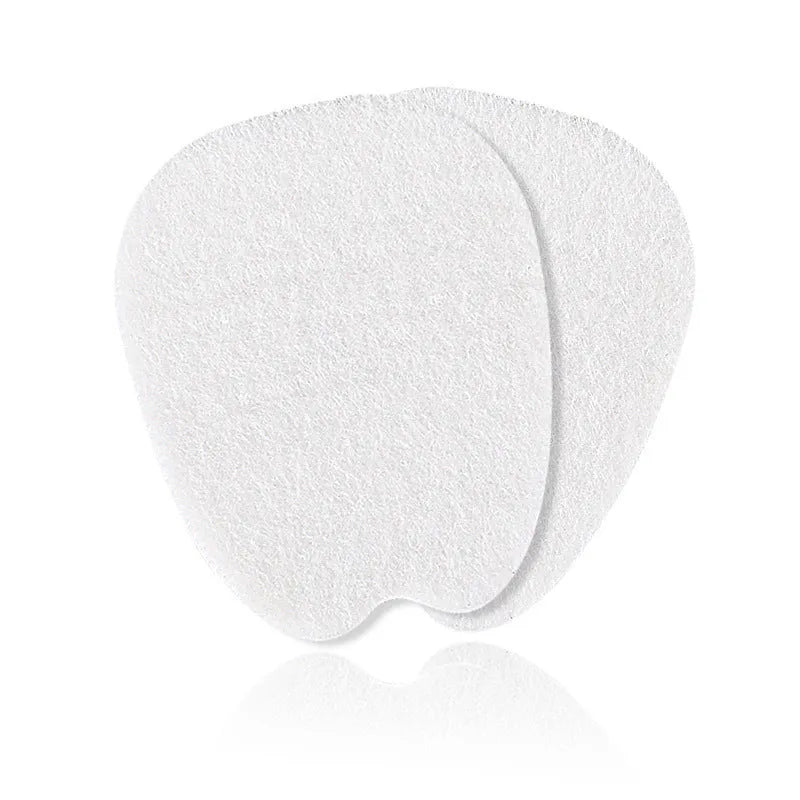 White thin felt self-adhesive patch for protecting the tongue of a shoe from wear.