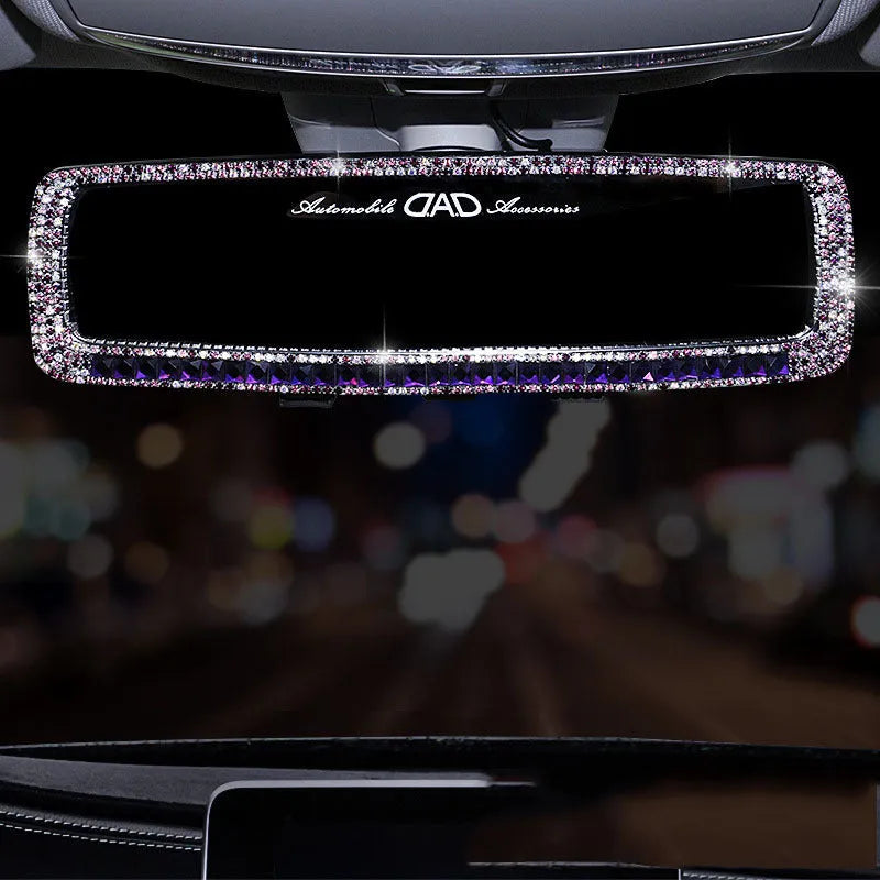 HD plastic diamond rearview mirror decoration in silver diamond piece finish for car interior