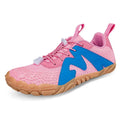 Low-top outdoor hiking shoes with mesh lining and rubber sole in multiple colours.