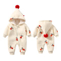 Khaki padded baby crawling clothes with Christmas moose pattern in Korean style design