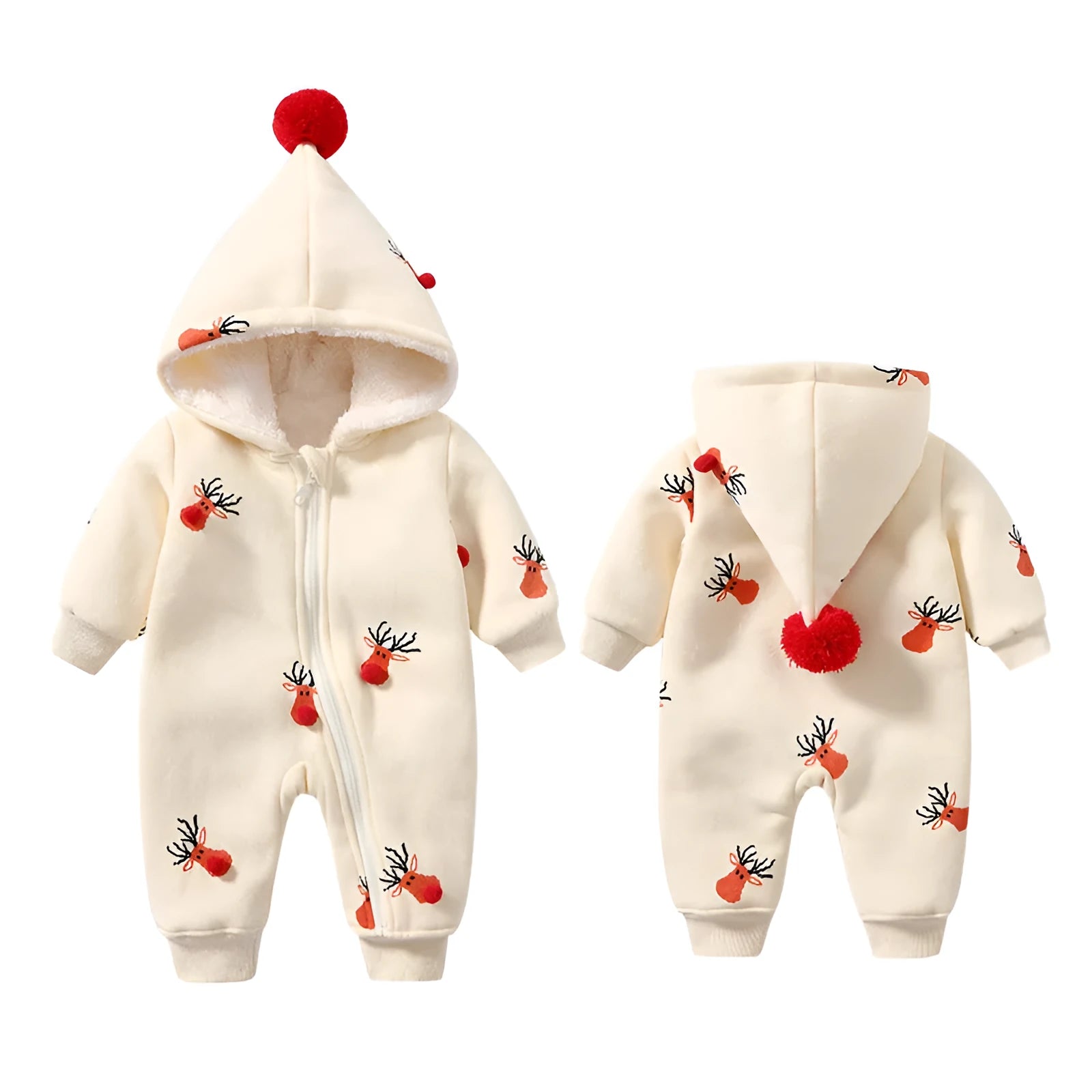Khaki padded baby crawling clothes with Christmas moose pattern in Korean style design