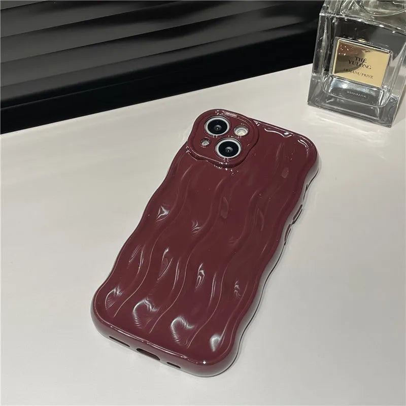 Silicone mobile phone case with water ripple texture for iPhone 17 series in wavy silver colour