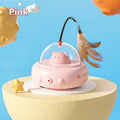 Electric UFO cat teaser toy with bell and replaceable feather in Milk Coffee colour