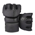 Sanda training gloves in black with breathable PU construction for combat sandbag practice