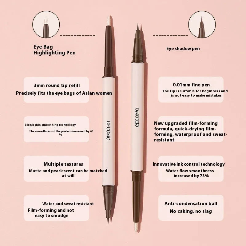 Dual-ended liquid eyeliner pen with stereoscopic star eyes design and pearlescent finish