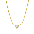 Gold plated 18K titanium steel six-claw round zircon pendant necklace with bamboo chain for women