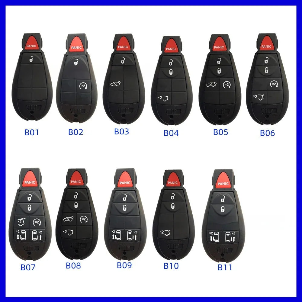 Chrysler Dodge replacement car key shell in ABS plastic with brass contacts, dimensions 85x42x15mm.