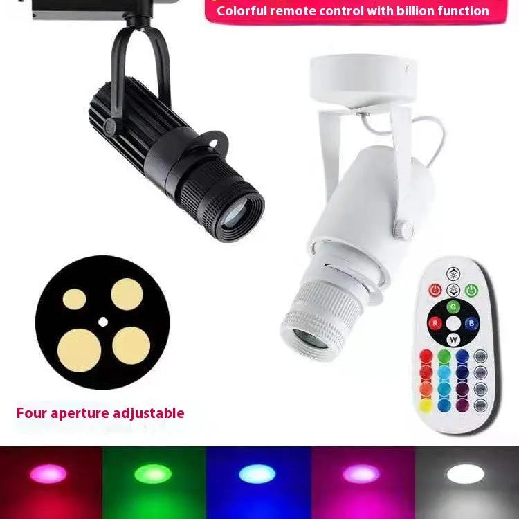 Black surface-mounted LED spotlight with aluminium shell for commercial restaurant lighting.