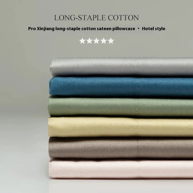 Solid colour long-staple cotton pillowcase 48 x 74 cm with twill weave and reactive print finish