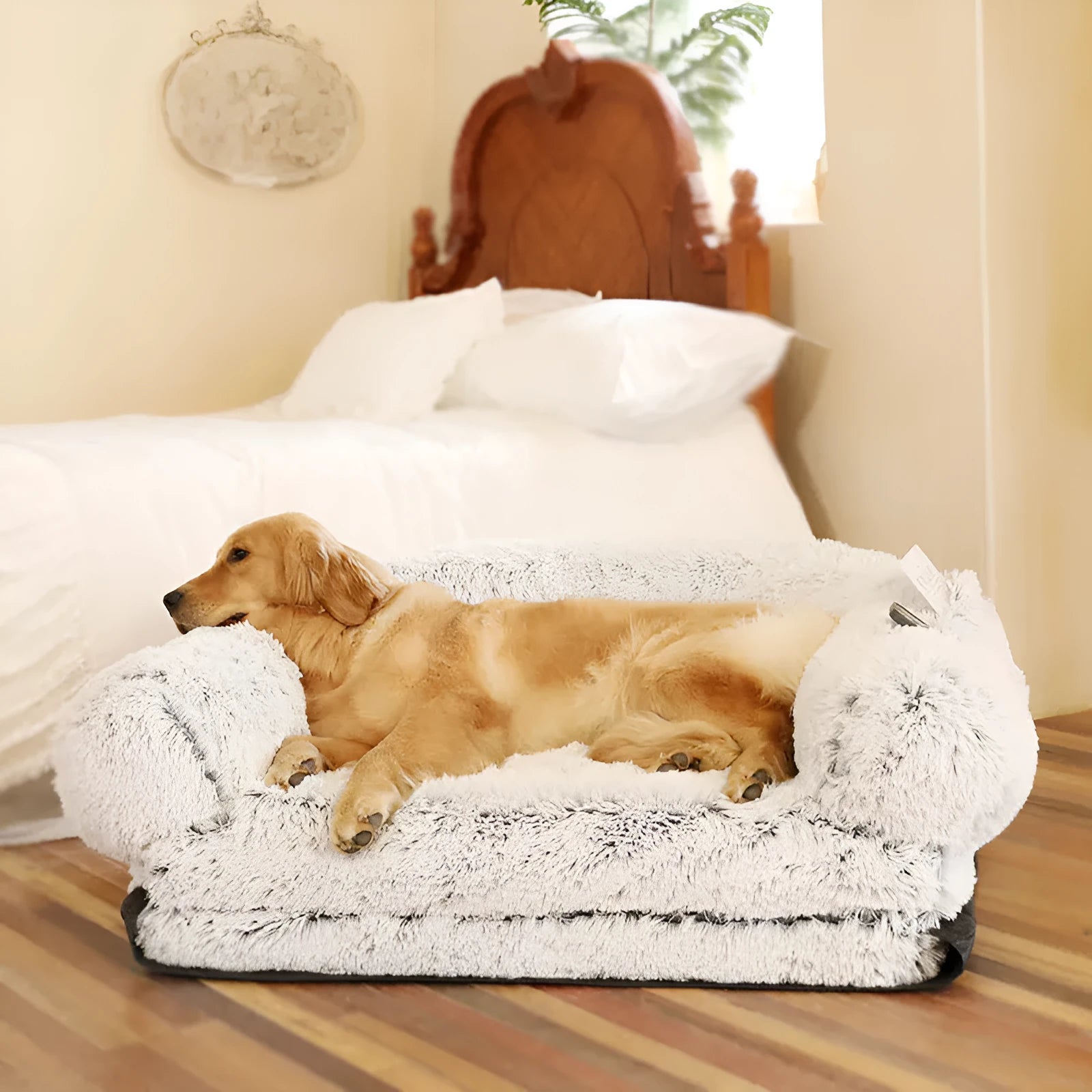 Large pet bed foldable sofa for dogs 180x115x25cm long hair gray removable washable cover