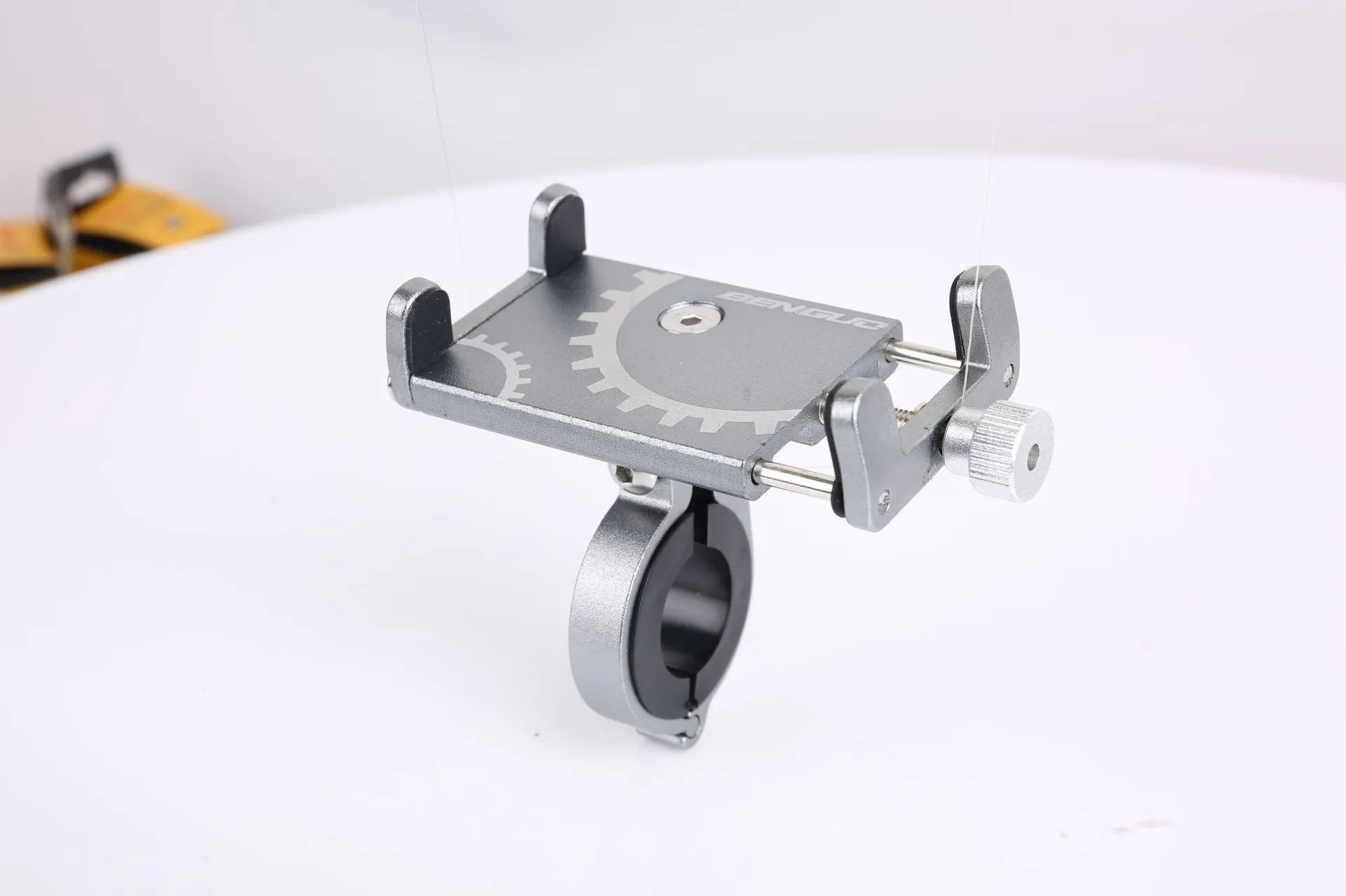 Aluminium alloy bicycle phone holder with fixed mount design in black, red and titanium colour options