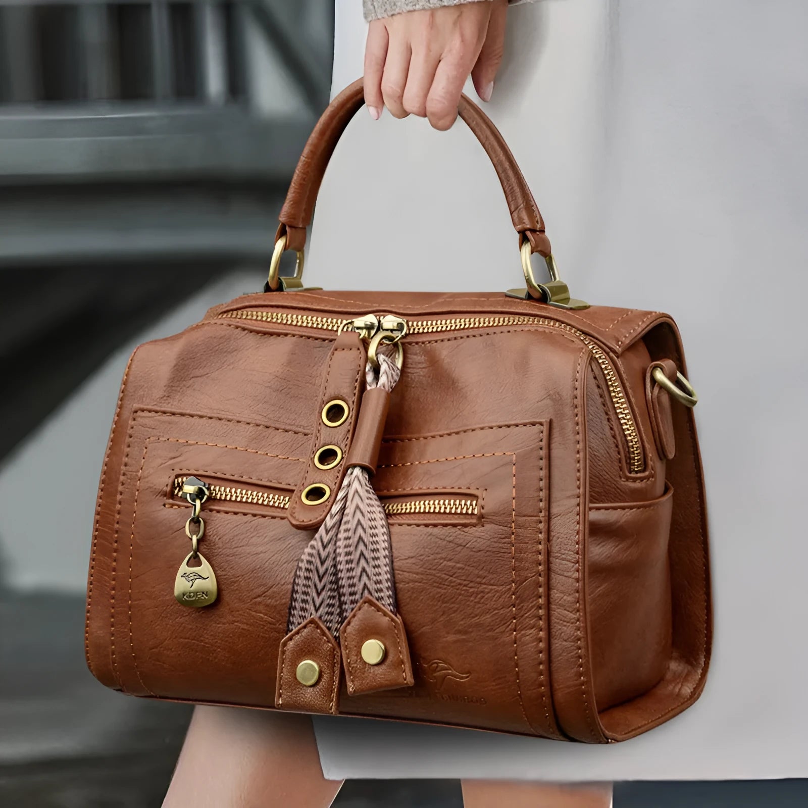 Women's retro style crossbody bag in six colour options with sandwich pocket design